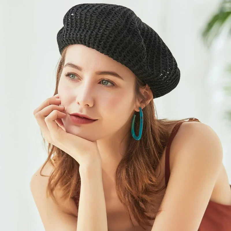 MAXSITI U Summer Breathable Cotton Linen Hollow Out Berets Caps For Women Girl Temperament Painter Hat Adjustable Accessories 250320
