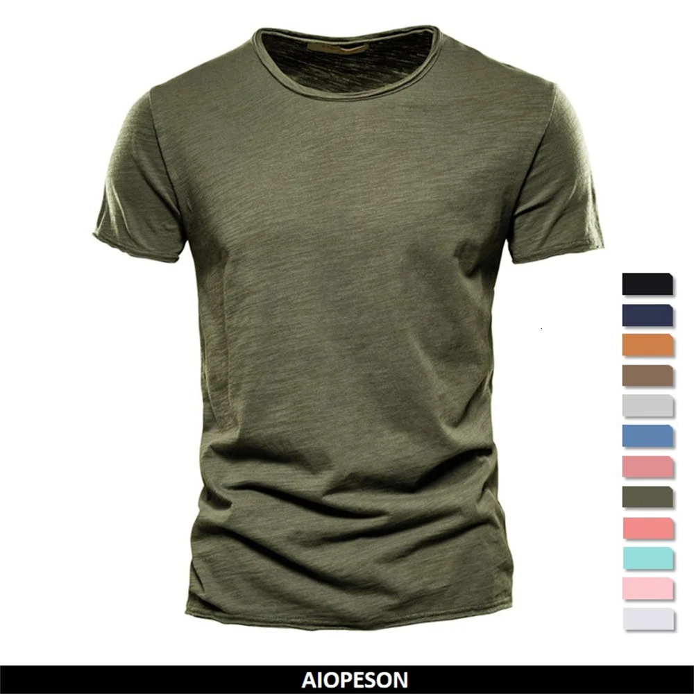 100 pure cotton mens Tshirt casual soft fitness summer thin home clothing Oneck short sleeved solid color 250320
