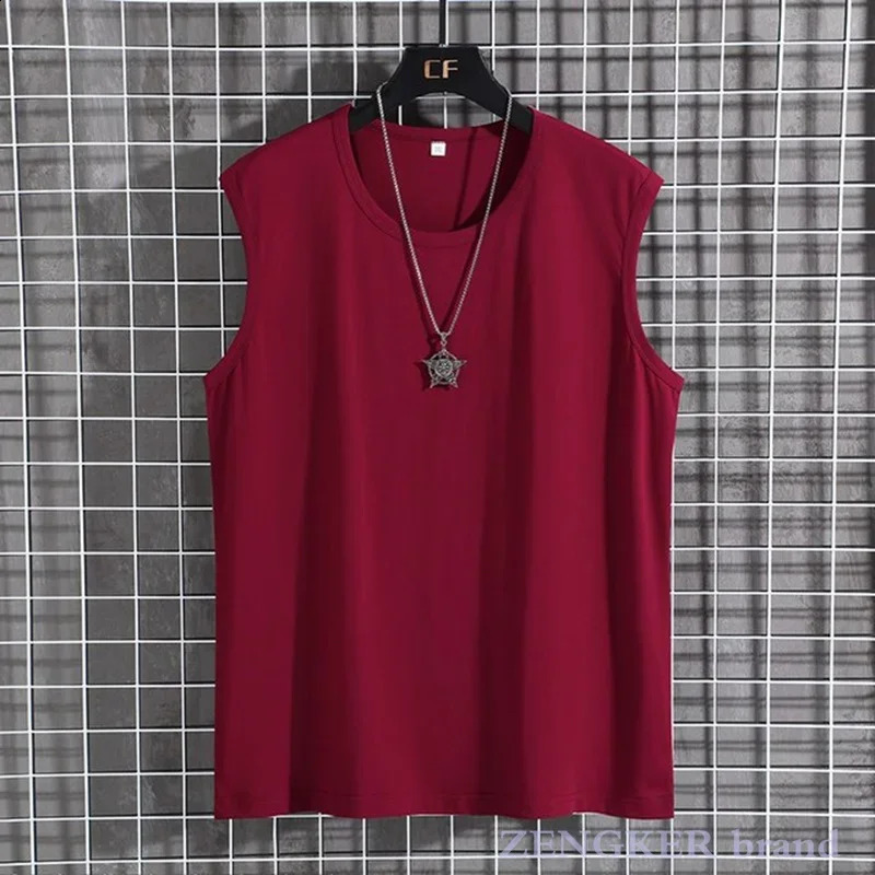 Summer mens sports cotton sleeveless Tshirt round neck loose Tank Tops singlet men 8XL 9XL 10XL 12XL 250319