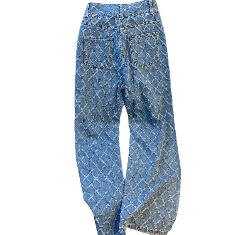 Womens Clothing Spring New Dia Design High Waist Jeans Women's Loose Slimming Straight Wide Leg Trousers