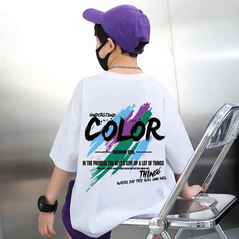 Korean Childrens Clothing 2025 Summer Boys 100% Cotton Short sleeved T-shirt Graffiti Pattern T-shirtT250320