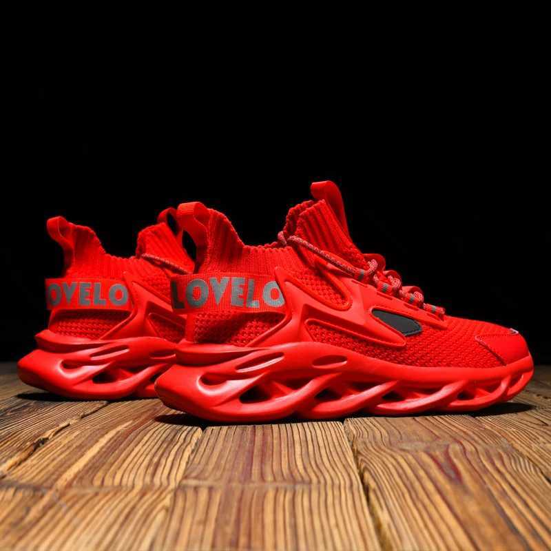 New Fashion Red Mens Running Shoes Summer 2023 Breathable Mesh Sports Shoes Mens Outdoor Sports Shoes Large Size 46 Zapatillas HombreW250320