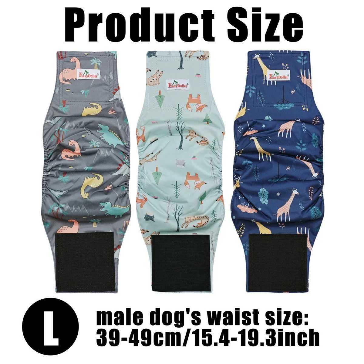 Washable mens dog diapers cute dinosaur pattern pet hygiene underwear reusable nap abdomen packaging diapers leak proof diapers for puppies Y250320