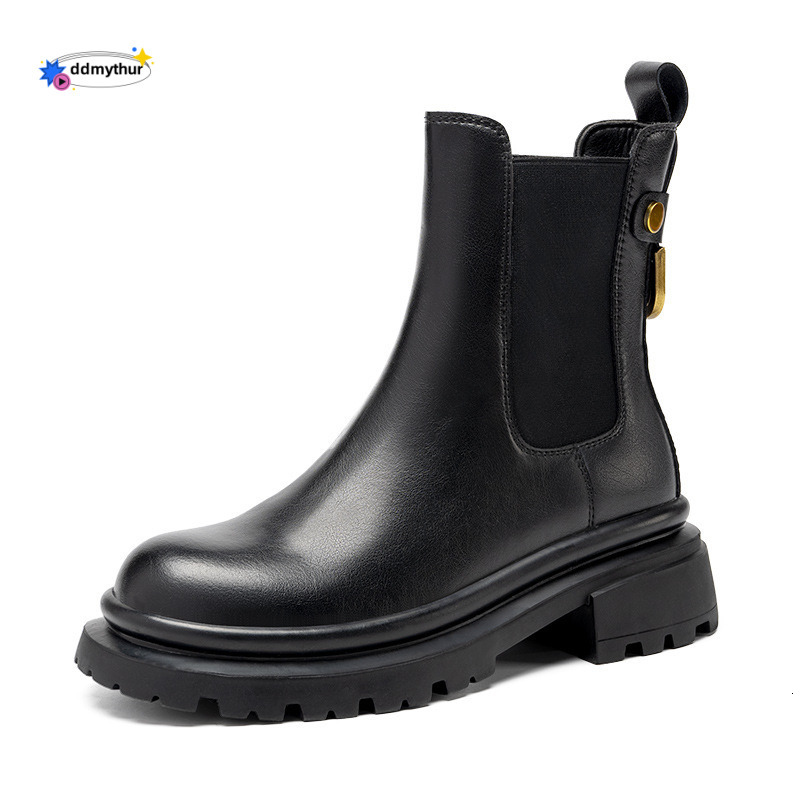 Chelsea Women's 2023 New English Style Autumn Thick Sole Slimming Casual Versatile Short Boots ddmythur
