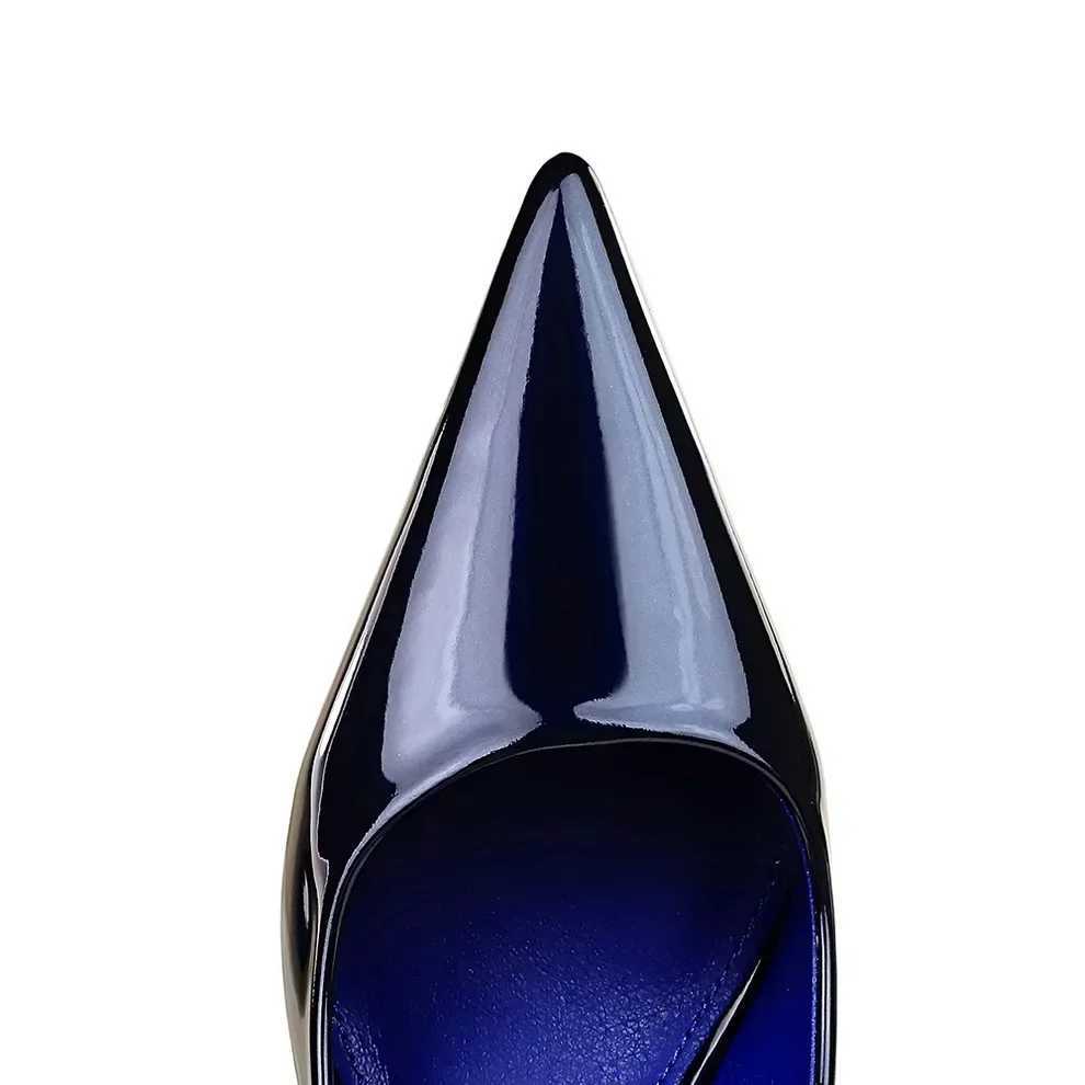 Wen 7cm High H Professional Temperature Working Pump Womens Stiletto High Heels Smooth Leather Fetish Royal Blue Party Ccise Shoes Y250319