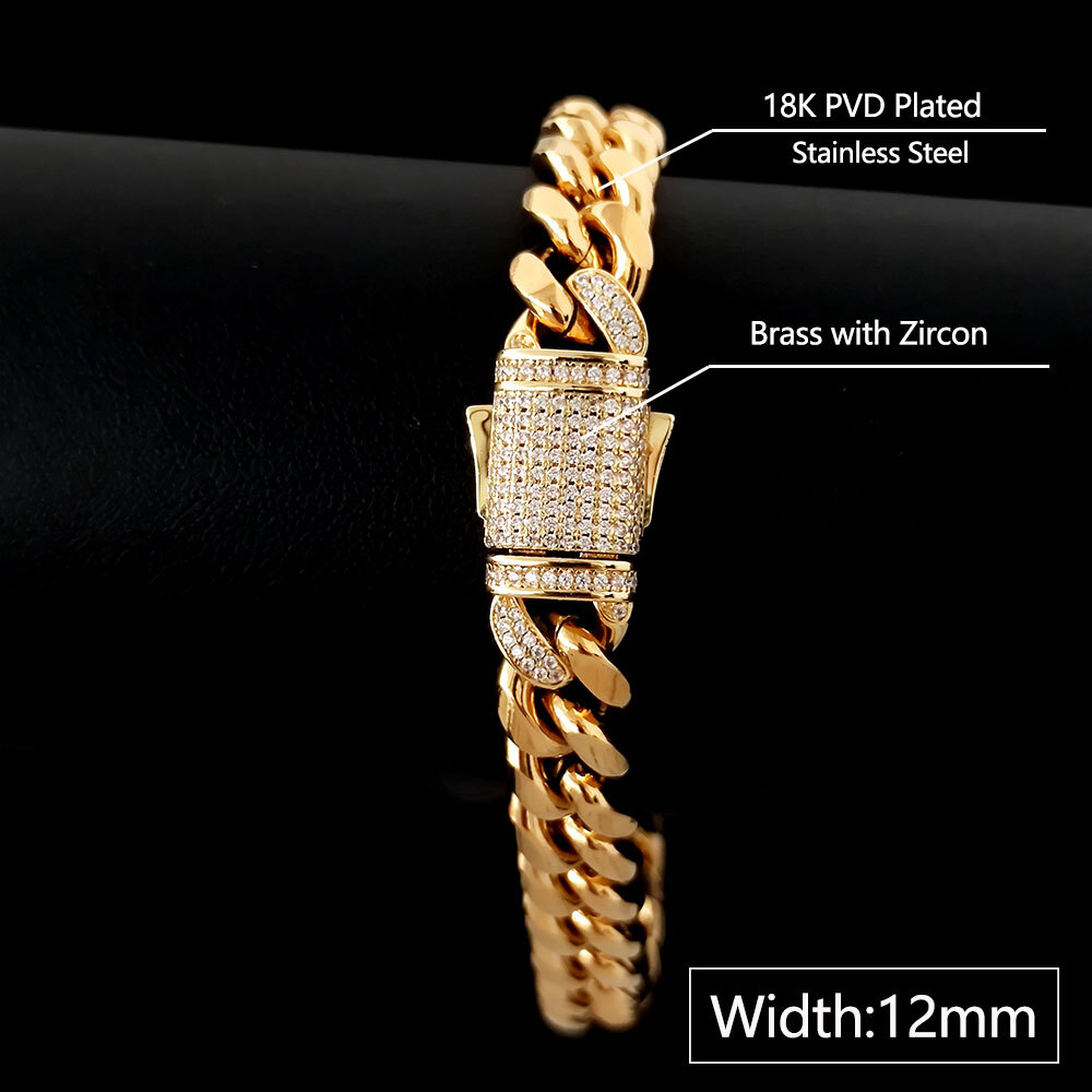 Fashion Jewelry Bling Stone Stainless Steel Hip Hop Cuban Link Chain Necklace Drop Shipping Items For Women