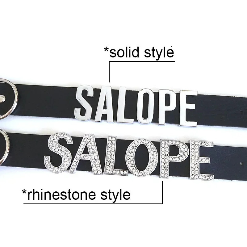 Rhinestone Letter Large Words WIFE Necklace For Women Men Fashion Black PU Leather Wide Choker Collar Custom Name DIY 250320