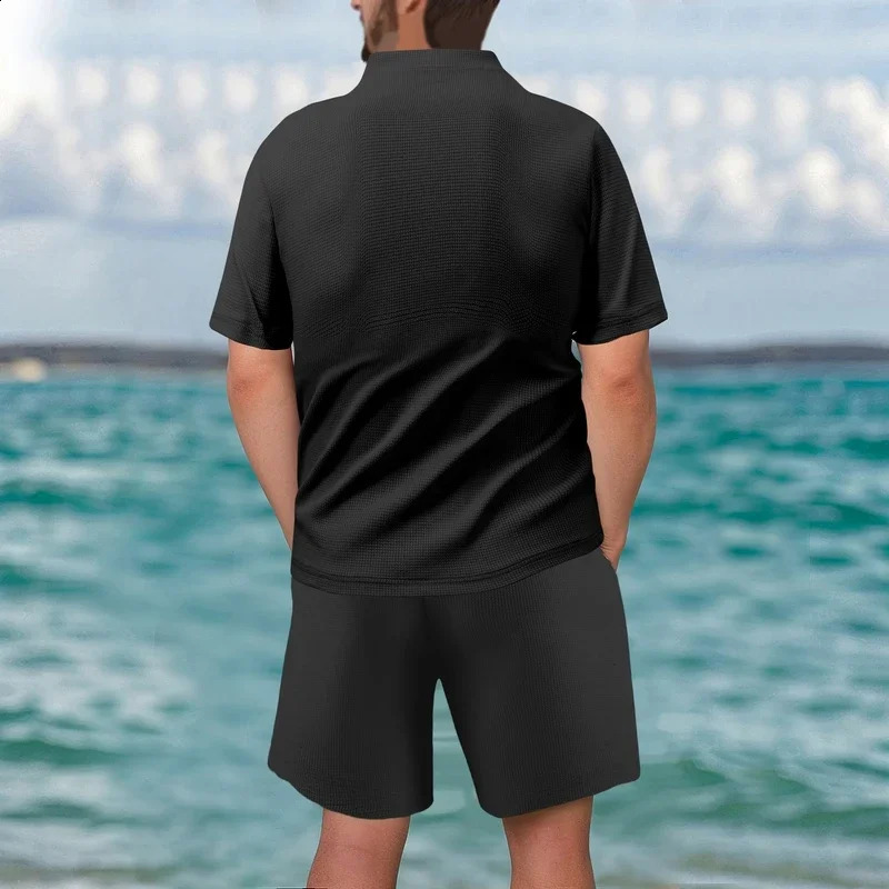 Mens Summer Ice Silk Short Sleeved T-shirtquick Drying Loose Shorts Paired with Running and Fitness Equipment Sports Suit Thin 250319