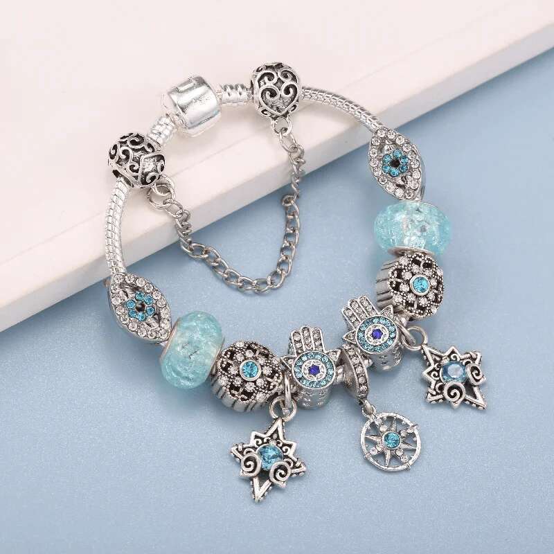 Shinning Crystal Eyes Beads Charm Bracelets Fit DIY Brand Bracelets For Women Men Girl Bijoux Pulseras Jewelry Gift
