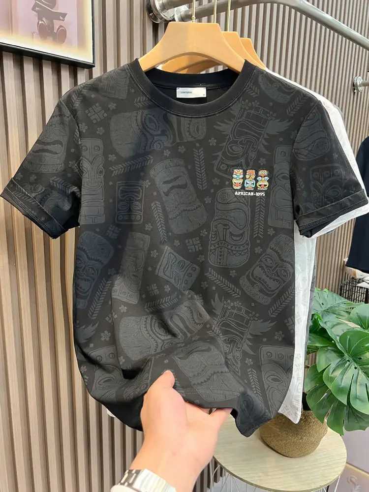 Mens T-shirt stuttering anime top rock embroidery mens T-shirt pattern ordinary K-pop cheap clothing and young sales XlT250319