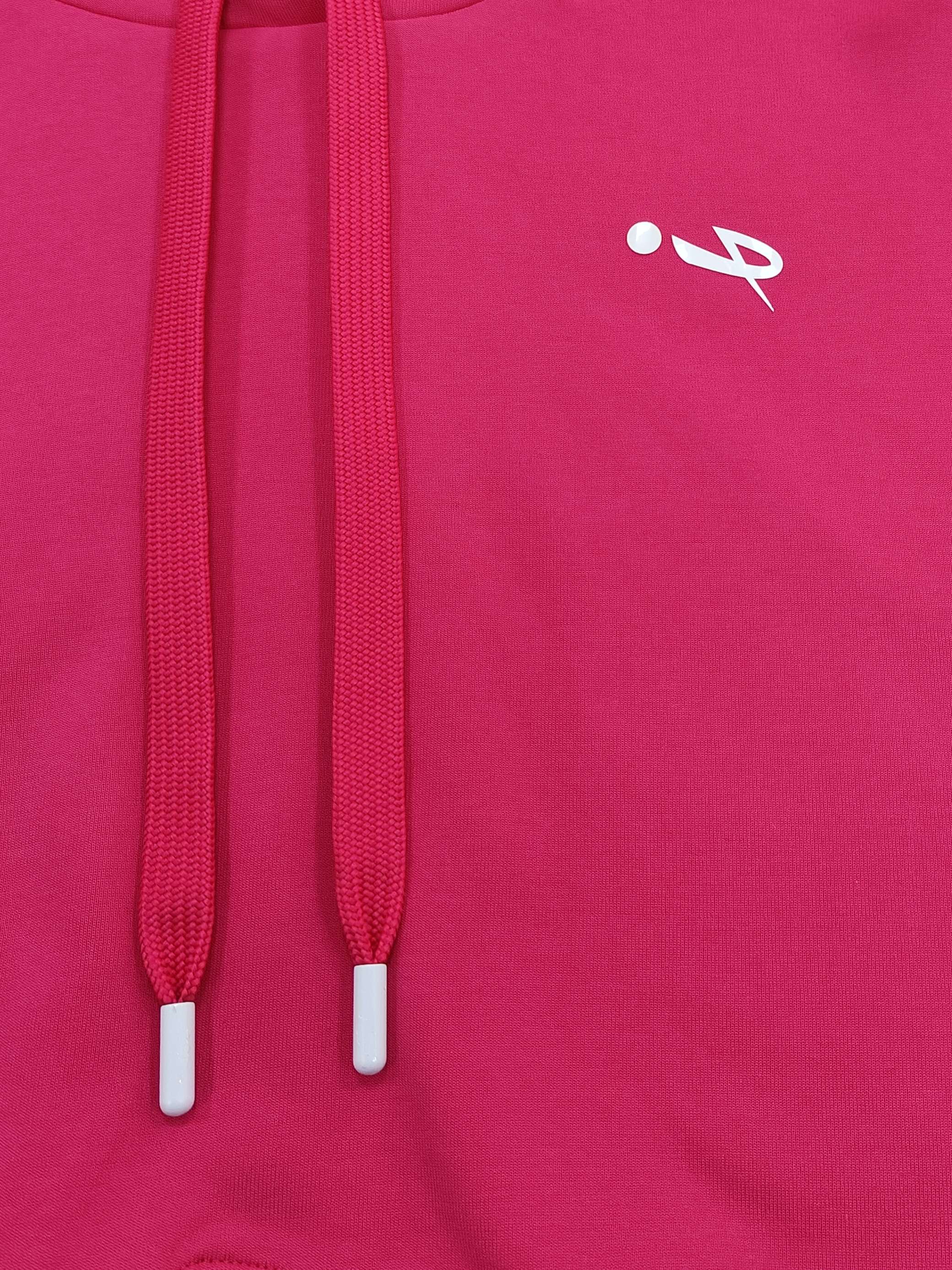 Women's Pink Sports Hoodie Activewear Drawstring Hooded Top Casual Loose Fit Athleisure Clothes Outdoor Running Sweatshirt with X-ribbed Hem