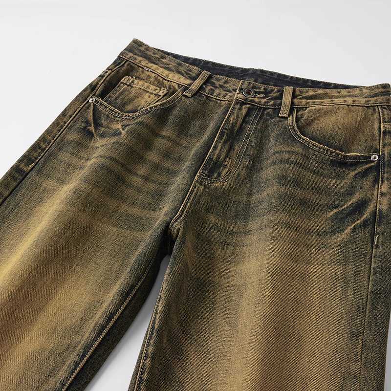 Baggy Jeans Men Wide Leg Pants Loose Denim Trousers Retro Blue Straight Mens Clothing Large Size 40 Vintage 2024 New KpopT250319