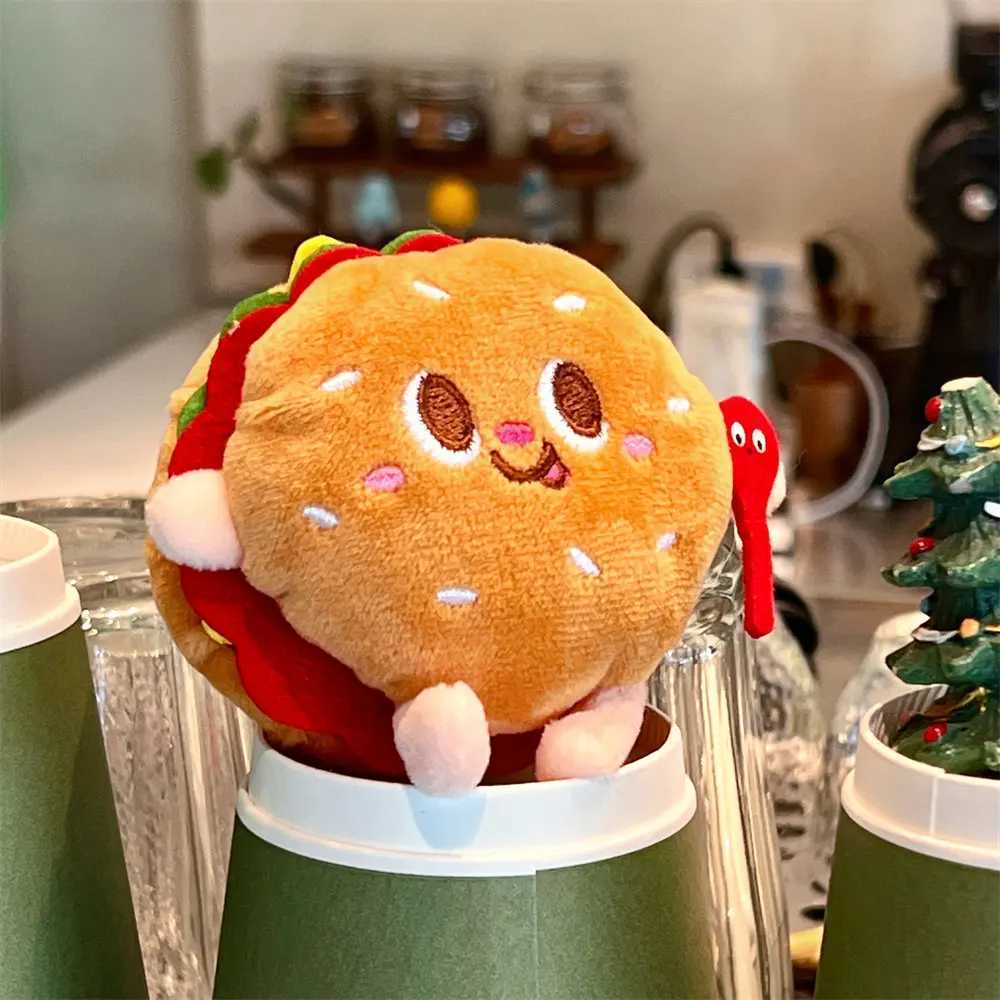 Cute and creative French fries burger picture hanging backpack couple plush hanging decoration car keychainXJ250319