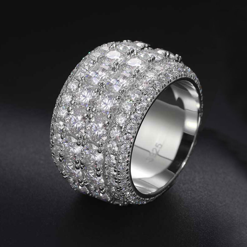 TUHE Unisex luxury 925 Silver Ring Moissanite Stone Iced Out Moissanite Rings For Women Men Hip Hop Gifts