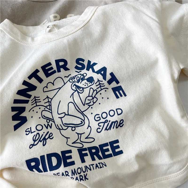2024 Summer New Childrens Clothing cartoon letters short sleeve T-shirts Girls Boys Tees cotton loose TopsT250320