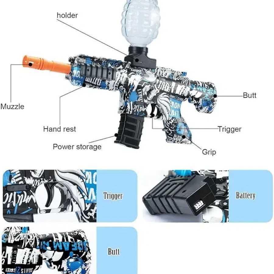 New Arrival M416 Blaster Toy Gun Blaster With Glasses Automatic Summer Outdoor Toys For Activities Team Game no water beads T250320