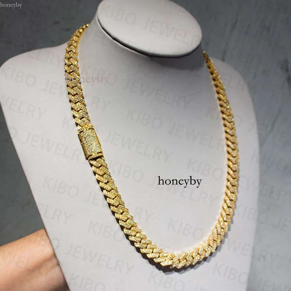 Real Grown Iced Out Hip Hop Jewelry for Men 12mm 10k Solid Gold Lab Dia Cuban k Chain