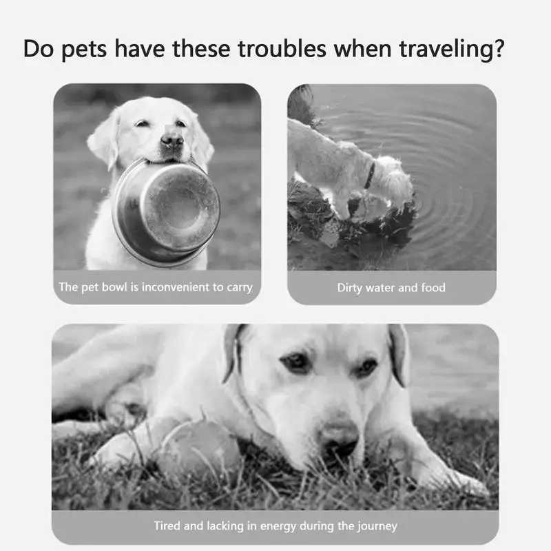 Dog Water Bottle With Food Bowl Puppy Water Cup 2 In 1 Dog Travel Accessories Pet Small Water Dispenser Built-in Activated Y250319