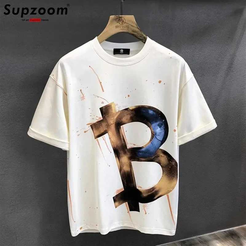 Supzoom New Arrives Summer High Street Splash Ink Printed Neutral O-Neck Casual Cotton Loose Mens T-shirtT250319