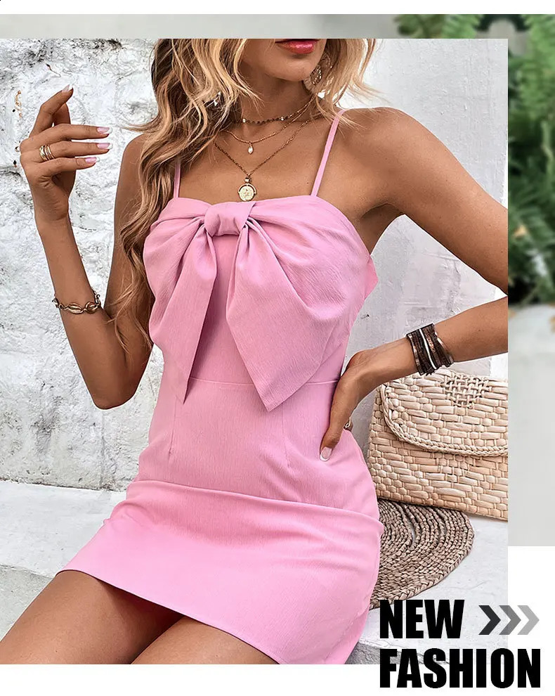Womens Spliced suspender Sleeveless Sexy Pink Dress 250317