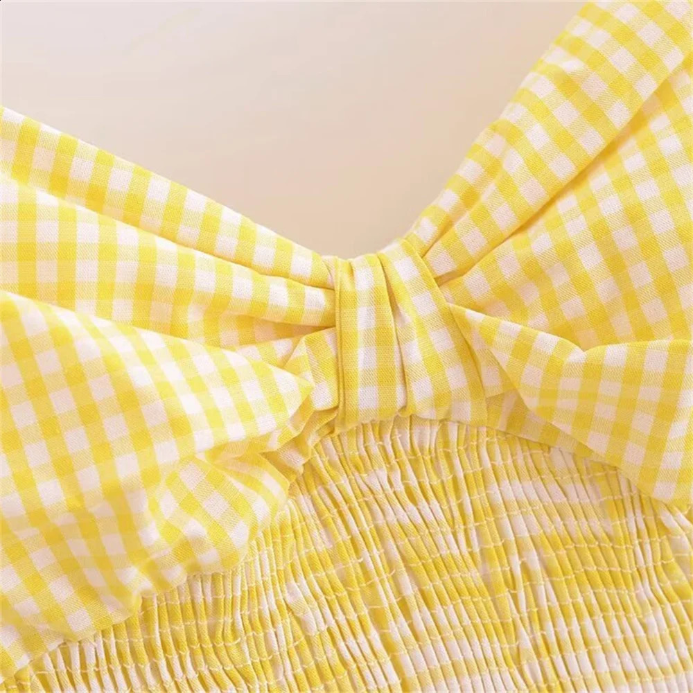 ZAR4 Summer Womens Fashion Elegant Small Flat Bow Decorative Splicing Sling Dress 250314