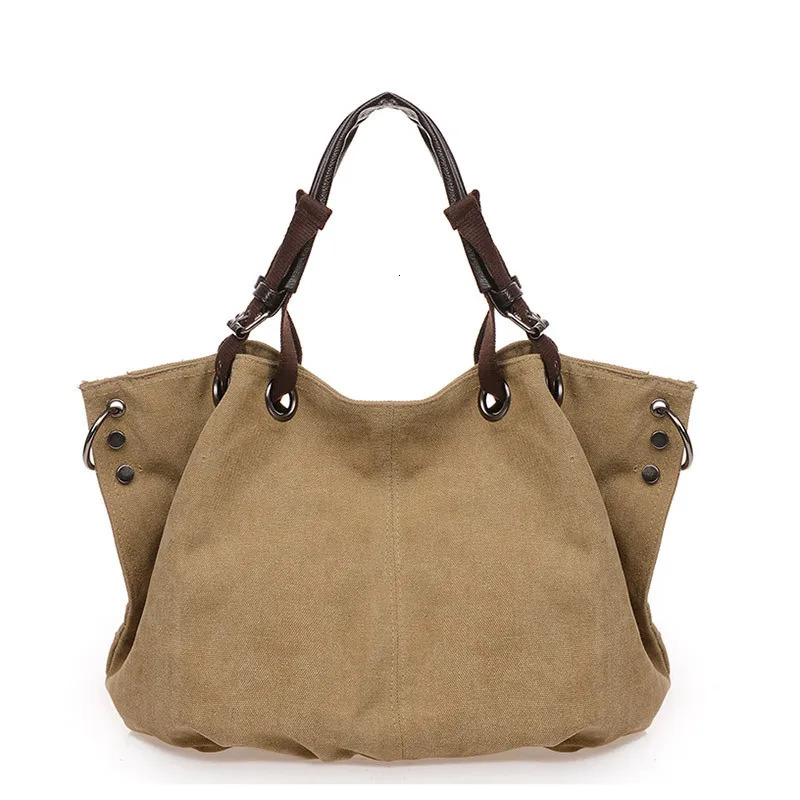 New European and American Fashion Womens Bag Simple Casual Canvas Bag Large Capacity Handbag R250320