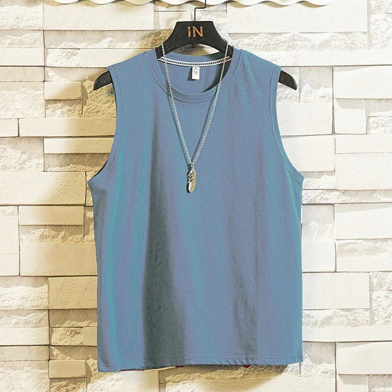 Summer Y2k mens casual sports cotton T-shirt sleeveless O-neck vest ultra-thin fitness vest top underwear mens clothing 250318