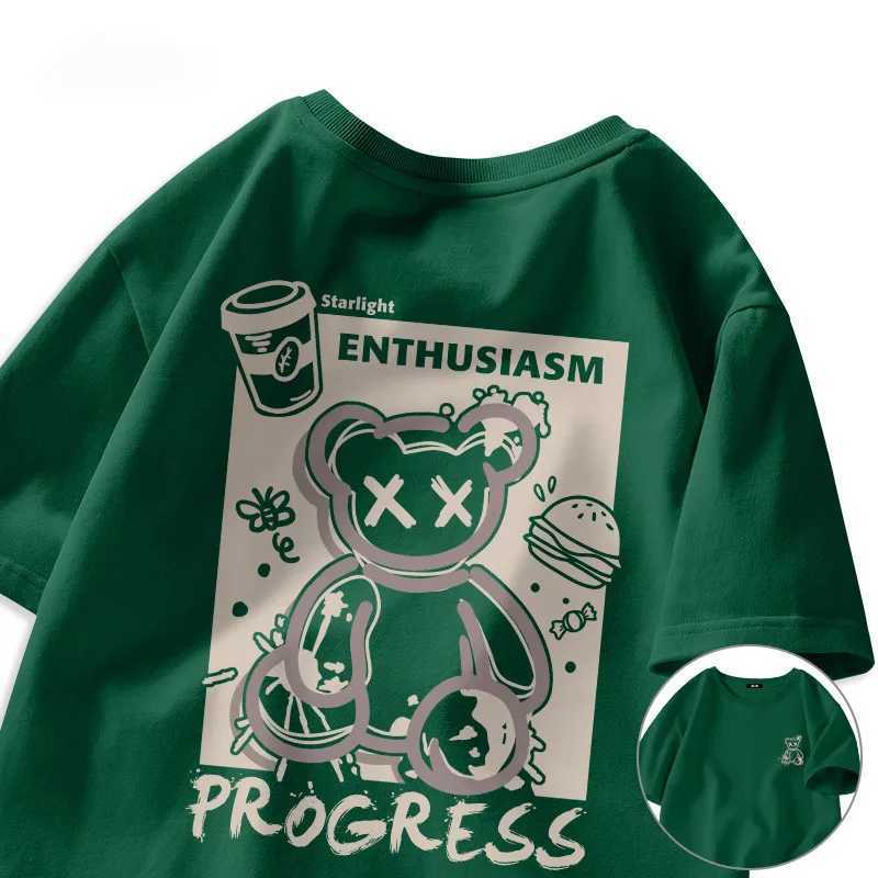 Graffiti Street Bear Retro Large Short Sleeved T-shirtT250320
