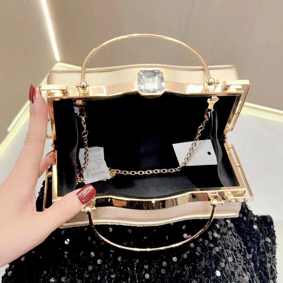 Women Rhinestones Top Handle Handbags Stones Evening bag Wedding Party Clutch Bridal Tote Ladies Metal Chains Crossbody Bags sac R250320
