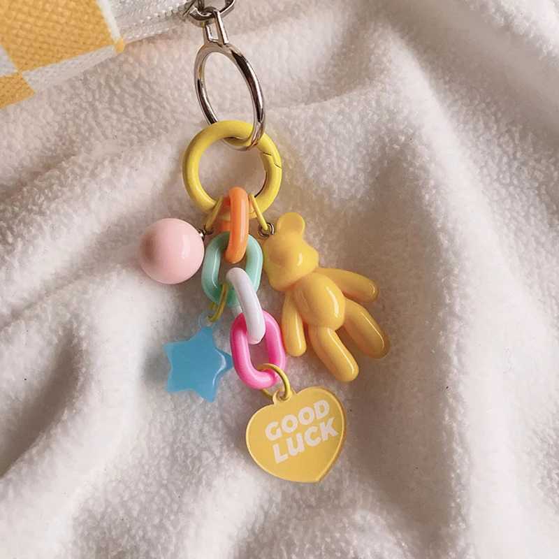 Creative and cute bear keychain colored bear bag decoration accessory suitable for women girls fashionable headphones protective case pendantXJ250319
