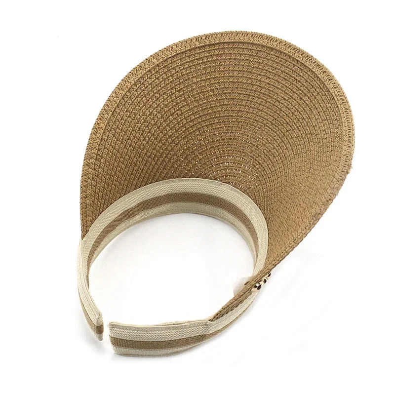 Woman Sun hats big brim foldable bowknot hand made straw paper Visor female casual shade hat summer Empty top hat beach cap 250320