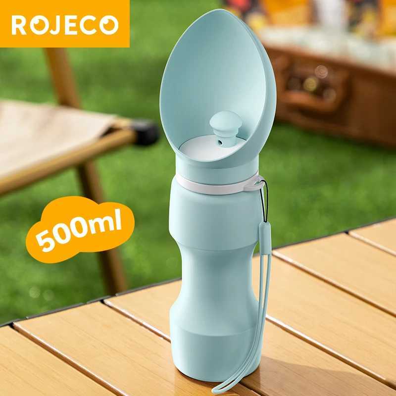 ROJECO Foldable Pet Water Bottle Used for Dogs Cats Outdoor Leak proof Walking Drinking Bowl Soft Silicone Pet Drinking Supplies Y250319