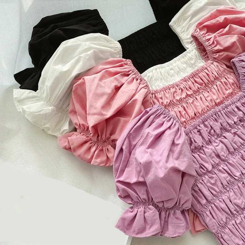 Summer Girls Princess Blouse Puff Sleeve Cotton Toddler Baby Shirt Childrens Shirt Girls TopT250320