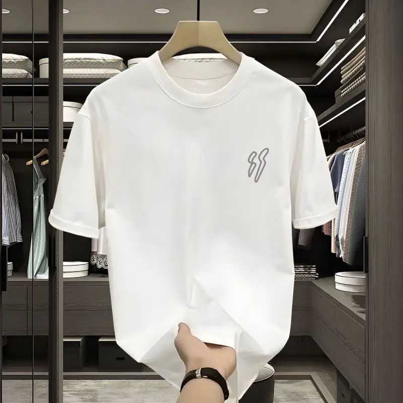 Minimalist Pure Cotton Summer New Mens Pullovers Classic Crew Neck Printed Letter All-match Loose Short Sleeve T-shirt TopsT250319
