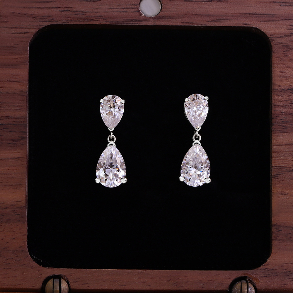 GRA Certified 5cttw Waterdrop Moissanite Drop Earrings for Women 925 Sterling Silver Pear Cut Diamond Stud Earring Bride Jewelry