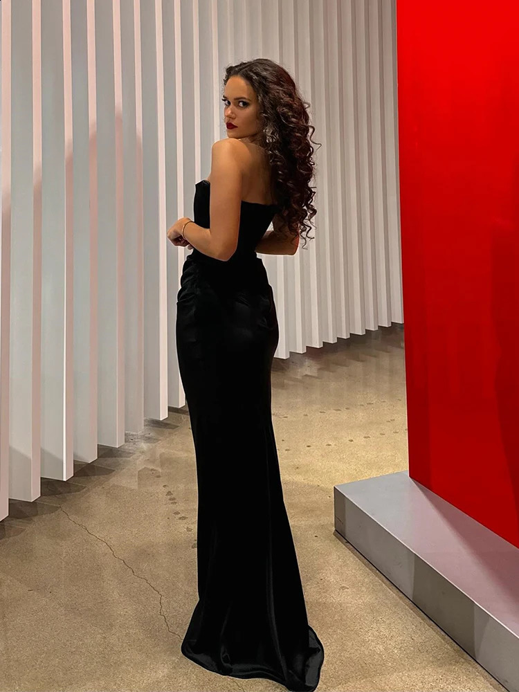 Dance dress tight corset tube sleeveless Maxi womens patch work backless body evening formal club party elegant 250317