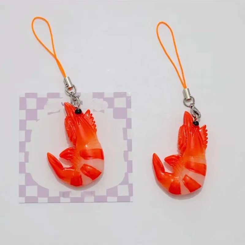 Funky Shrimp Phone Charm | Kawaii Cute Fish Animal Keychains Aesthetic Gift Food Accessory Harajuku Key chainXJ250319