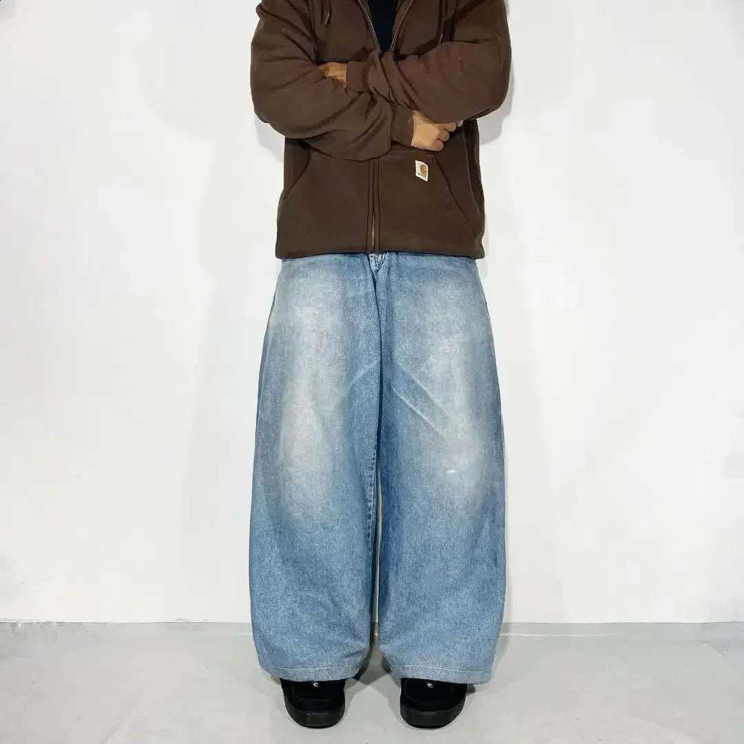 Y2K Kawaii Cartoon Characters Embroidered Light Blue Washed Baggy Jeans Japanese Harajuku Gothic Skateboard Pants Street Clothes 250314