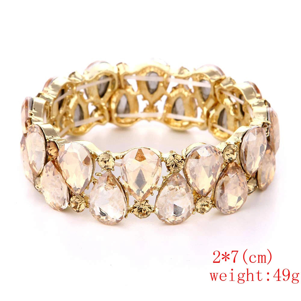 16 Colors Elegant Crystal Cuff Bangles Tear Drop Bracelet Women Stretch Bangle Indian Bridal Wedding Costume Jewelry Girl Gifts 250320