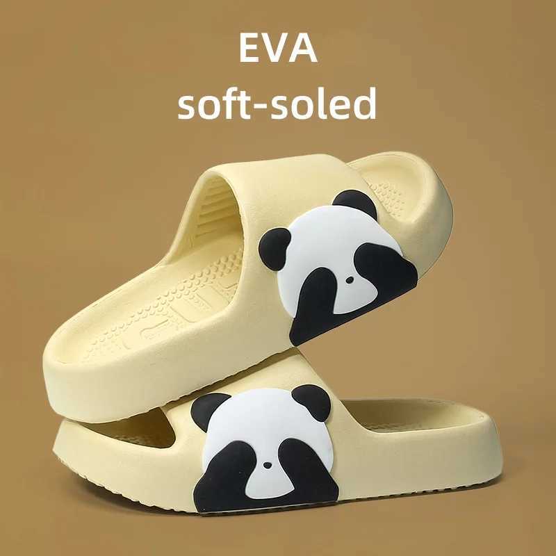 Soft and soft bottom Wens slider absorbs impact with its N-slip Bathro slider cute panda printing flat slider Y250320
