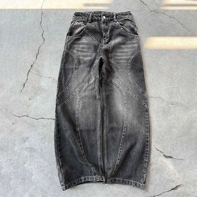 Y2K retro jeans American Gothic punk dark jeans Bagi hip-hop new street style Harajuku mens street fashion wide leg jeansT250319