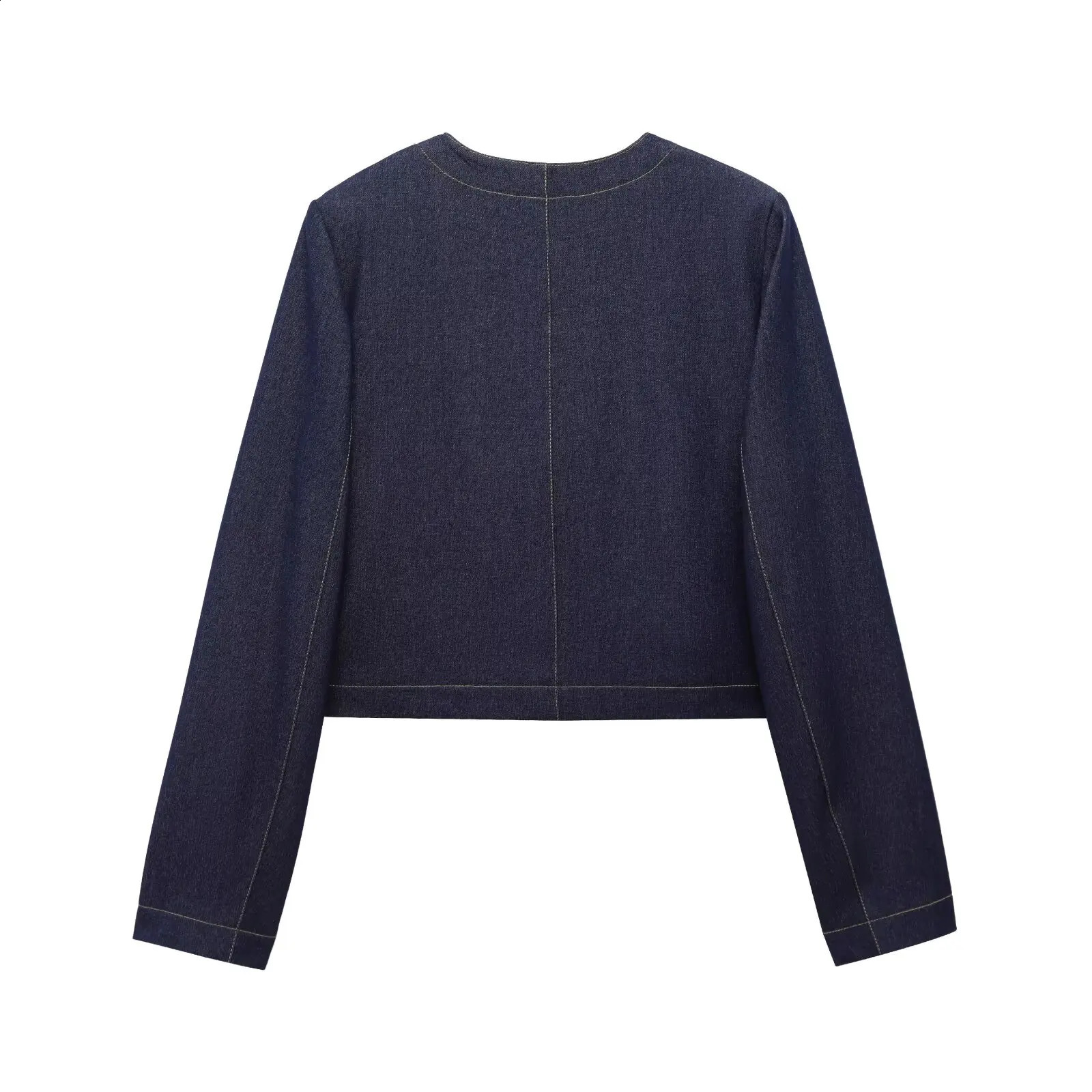 RARA 2025 Womens Crew Neck Cropped Jacket with Button Details and Match Width Leg Trouser Set for a Stylish Look 250319