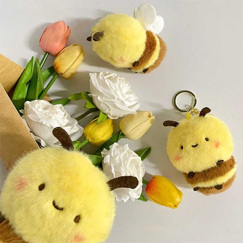 1 charm filled cute fluffy decoration bee pendant car toy keychain plush doll childrens holiday giftXJ250319