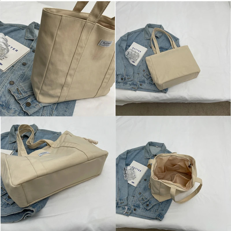 Womens Fashion Shoulder Bag Class Large Capacity Student Tote Bag Work Commuting Carrying Bag Canvas Handbag 250319