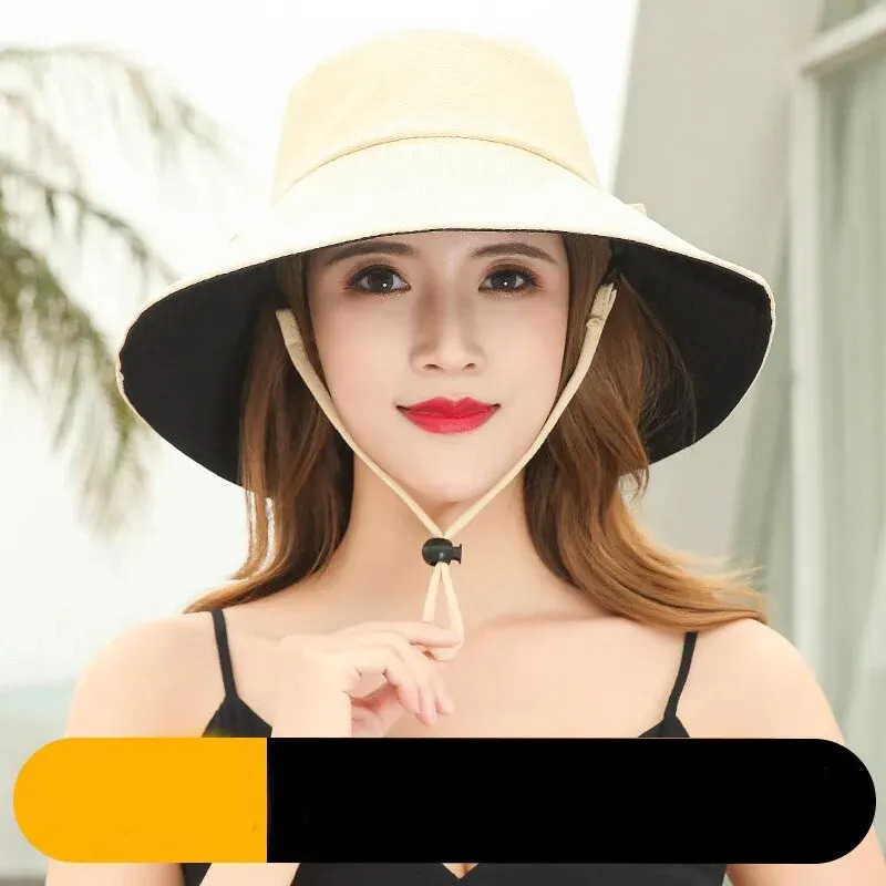 Fisherman Hat Womens Summer Face Cover Sunscreen Large Brim Sunshade Hat Internet Celebrity Double-Sided And Versatile 250320