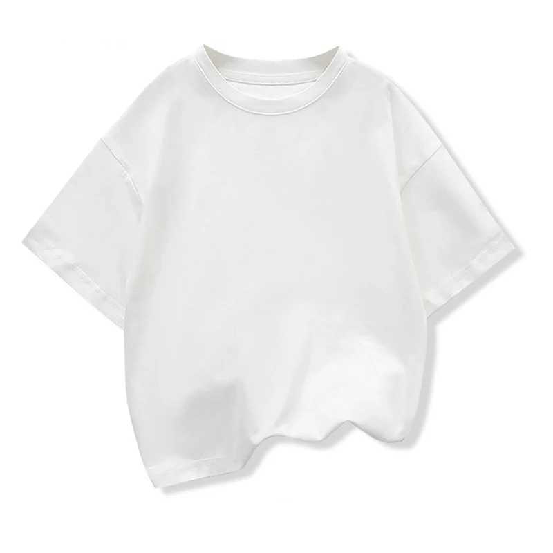 Kids Dropped Shoulder Short-sleeved T-shirt Summer New Pure Cotton Round Neck Loose Bottoming Shirt Student Sportswear 2-10YT250319
