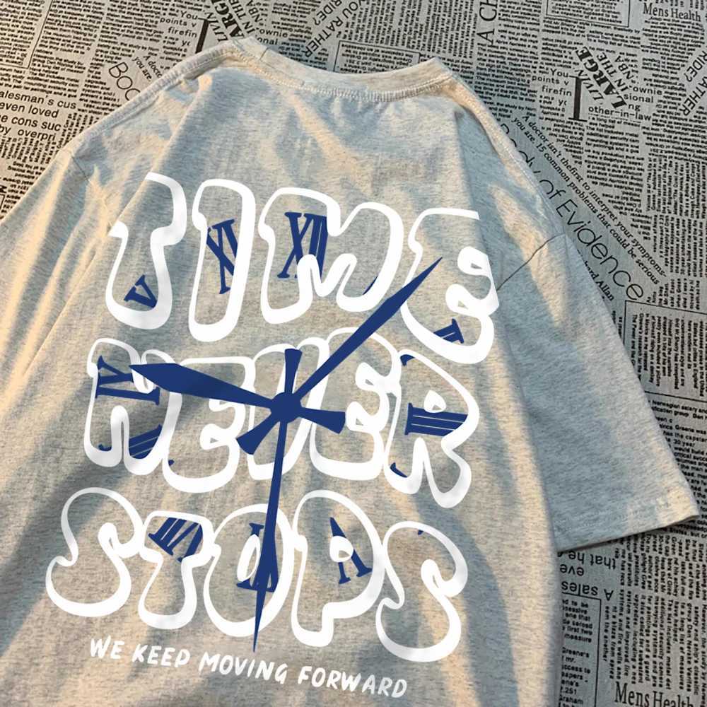 Time Never Stops Lets Keep Moving Forward Mens T-shirt Summer Cotton Top Simple Casual T-shirt Summer Crewneck T-shirtT250320