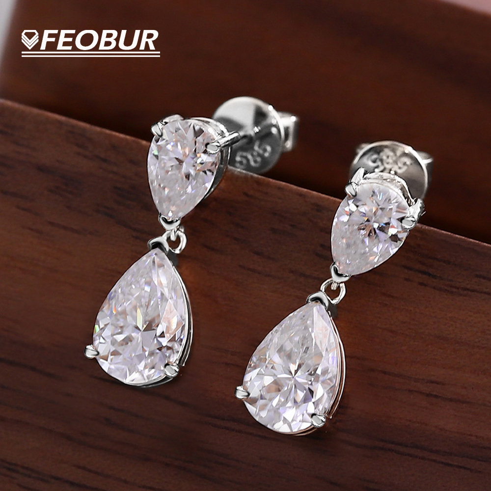 GRA Certified 5cttw Waterdrop Moissanite Drop Earrings for Women 925 Sterling Silver Pear Cut Diamond Stud Earring Bride Jewelry