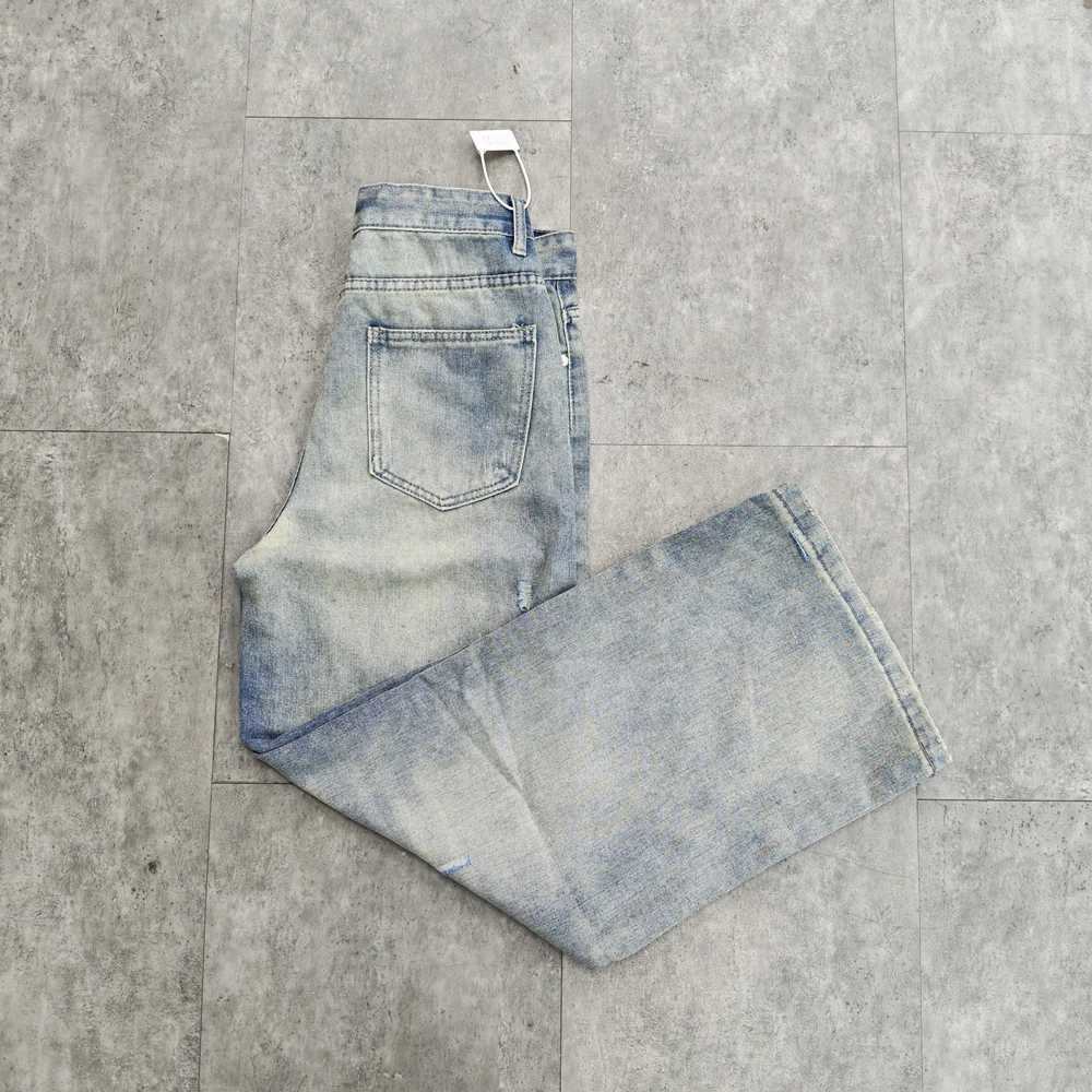 Yao888 Cleanfit style washed vintage casual pants wide leg pants with ripped holes and loose pockets for streetwear unisex mens jeansT250319