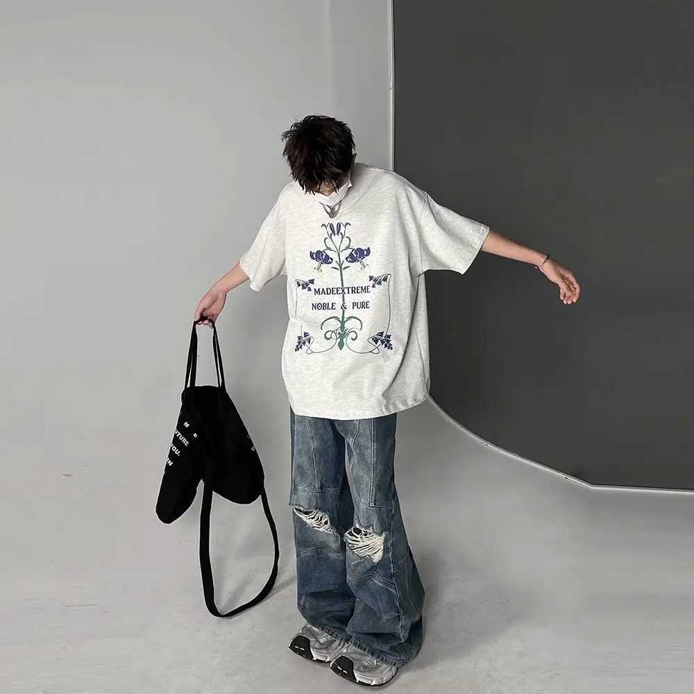High Street Hip Hop Mens and Womens Fashion Personality Destruction Jeans Couple Loose Laundry Retro Casual Pants y2kT250319